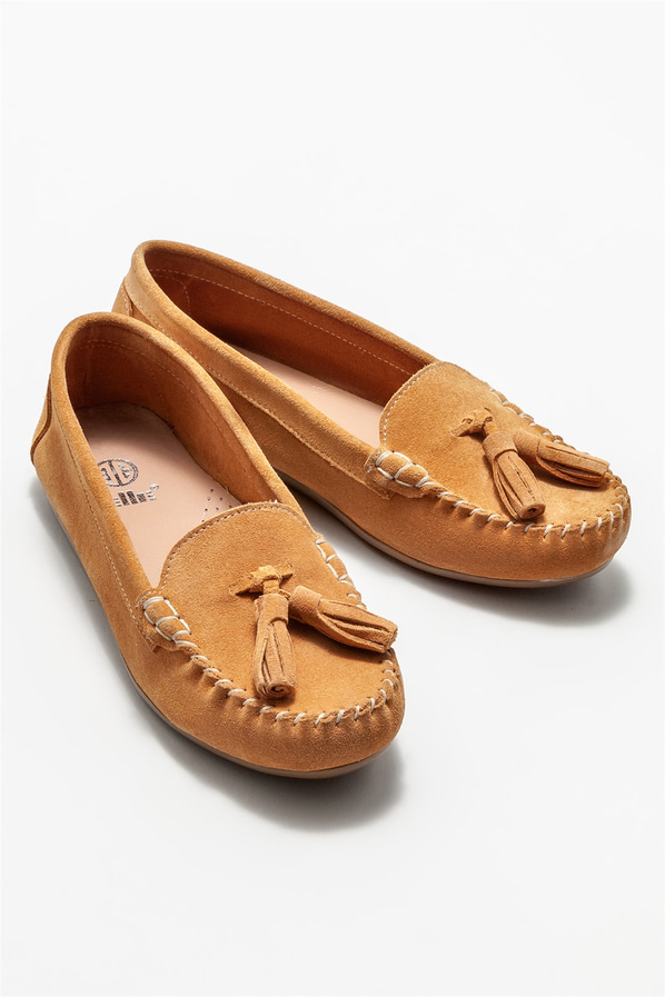 Naturel deri kadın günlük ayakkabı, günlük kullanım için - Elle Shoes