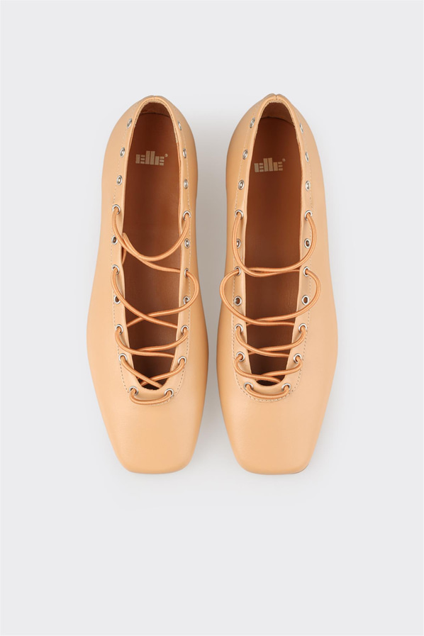 Naturel deri kadın babet, günlük kullanım için - Elle Shoes