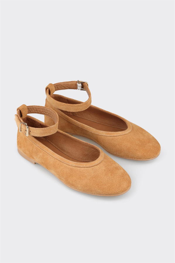 Naturel deri kadın babet, günlük kullanım için - Elle Shoes