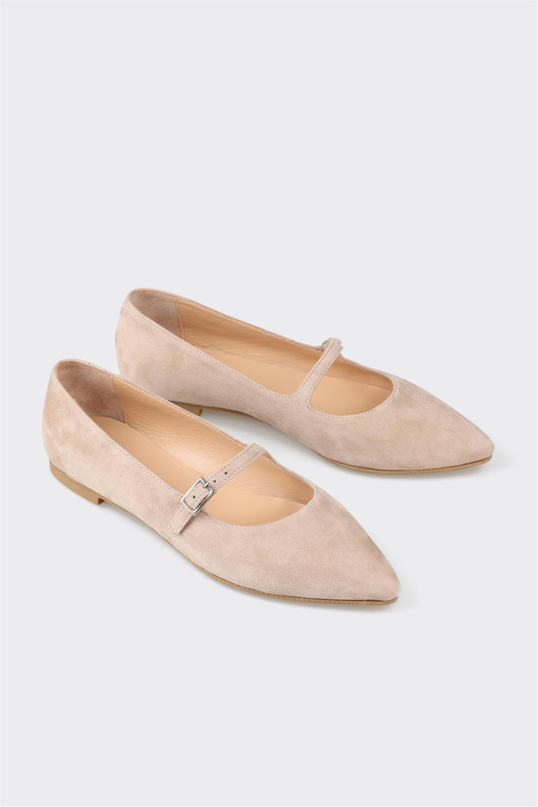 Naturel deri kadın babet, günlük kullanım için - Elle Shoes