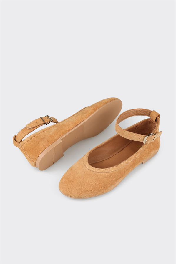 Naturel deri kadın babet, günlük kullanım için - Elle Shoes