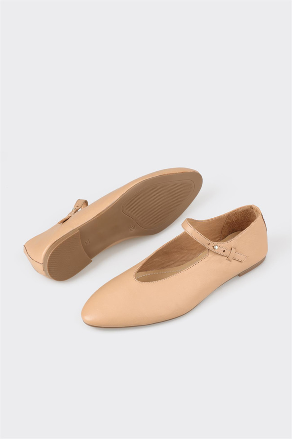 Naturel deri kadın babet, günlük kullanım için - Elle Shoes