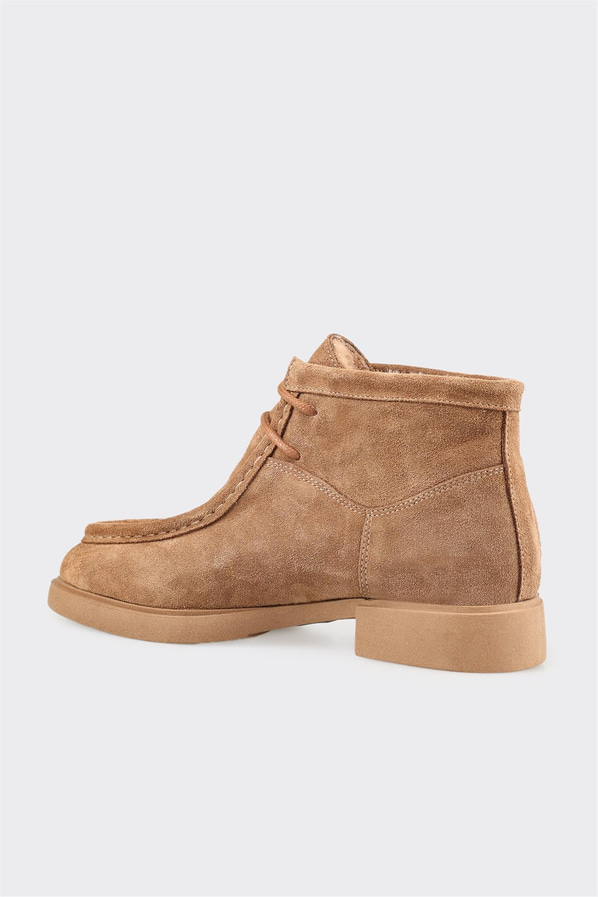 Naturel deri düz yumuşak dokulu kadın bot, rahat kullanım için - Elle Shoes