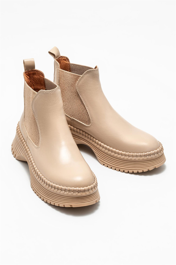 Naturel deri kadın bot, günlük kullanım için - Elle Shoes