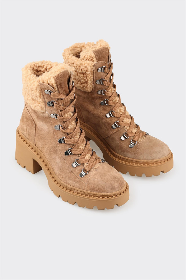 Naturel deri kadın bot, ofis stili için - Elle Shoes