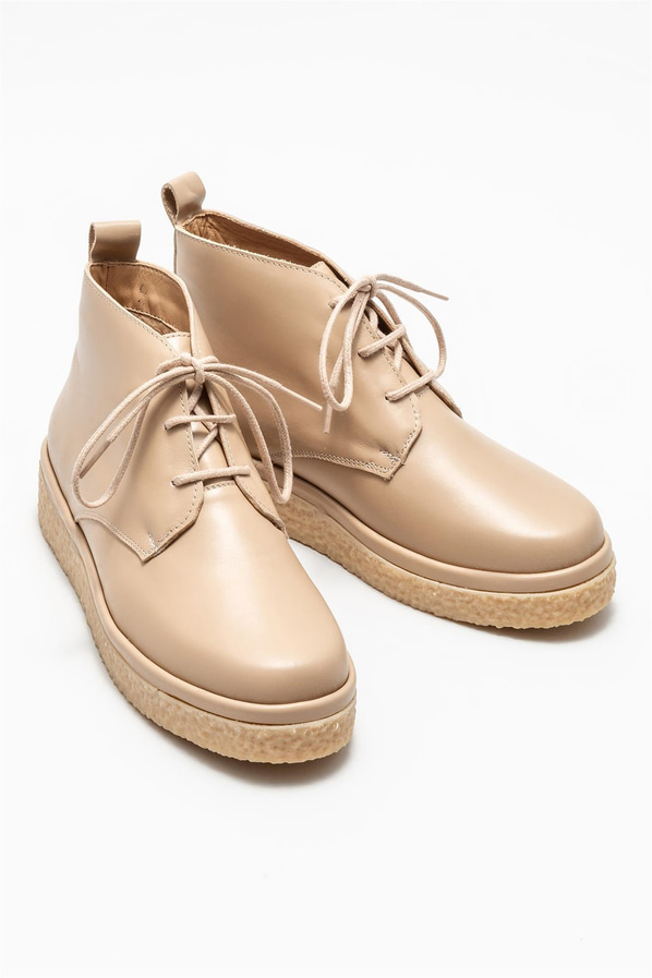Naturel deri kadın bot, günlük kullanım için - Elle Shoes