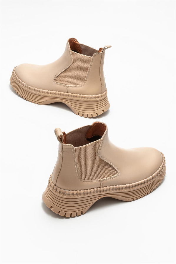Naturel deri kadın bot, günlük kullanım için - Elle Shoes