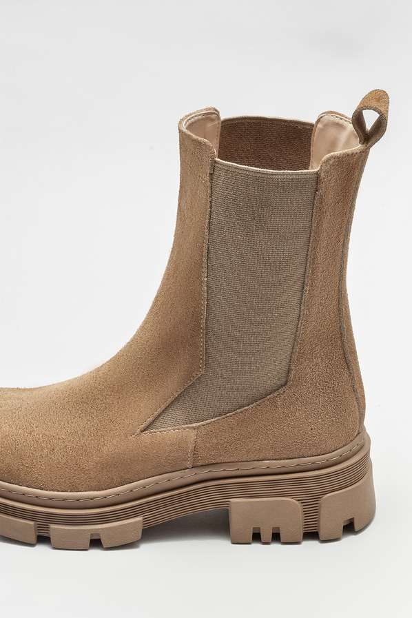 Naturel deri düz kadın bot, günlük kullanım için - Elle Shoes