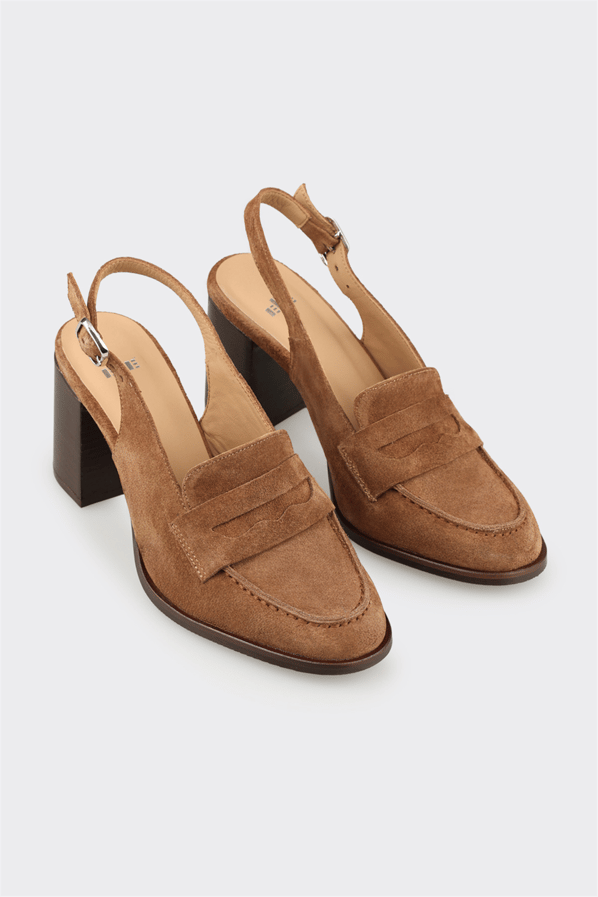 Naturel deri kadın klasik ayakkabı - Elle Shoes