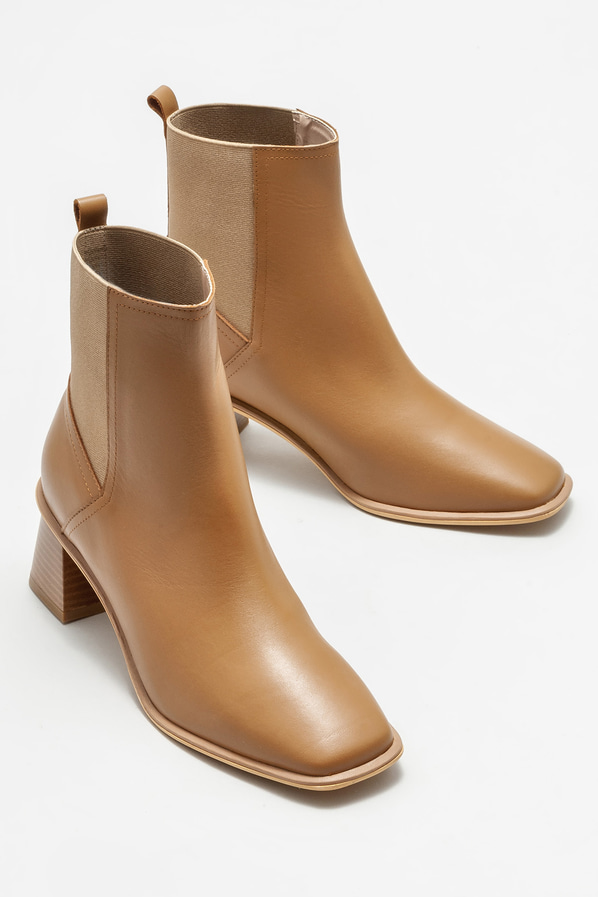 Naturel deri kadın klasik bot - Elle Shoes