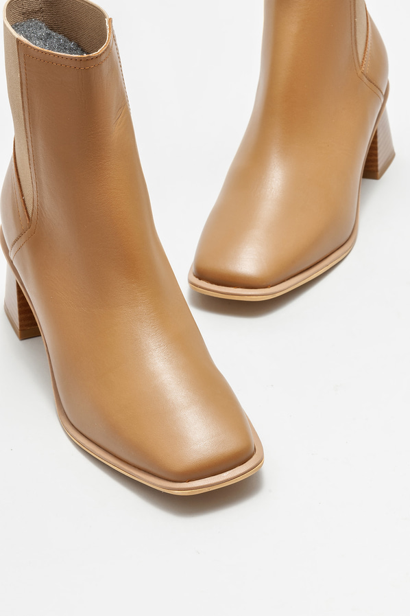 Naturel deri kadın klasik bot - Elle Shoes