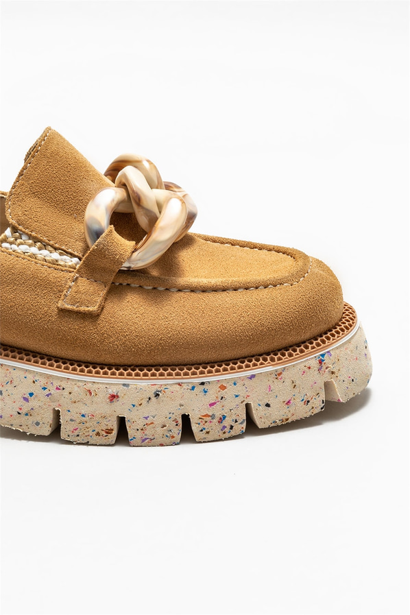 Naturel deri kadın loafer - Elle Shoes