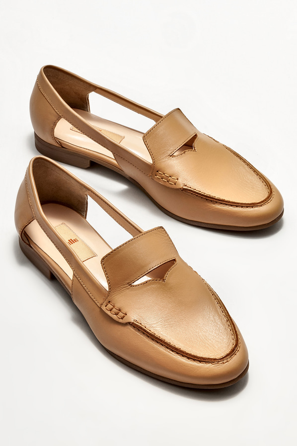 Naturel deri kadın loafer - Elle Shoes