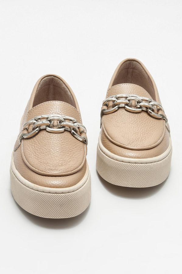 Naturel deri kadın loafer - Elle Shoes