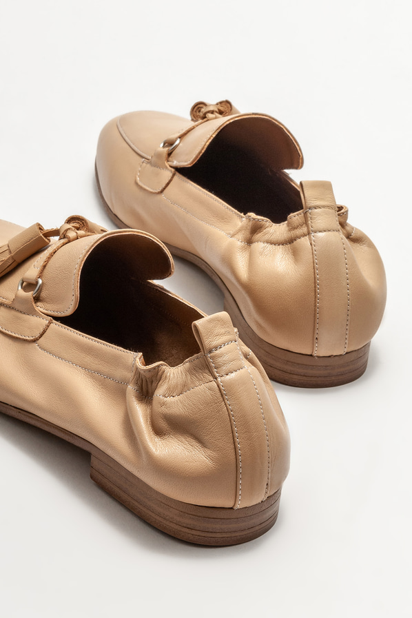 Naturel deri kadın loafer - Elle Shoes