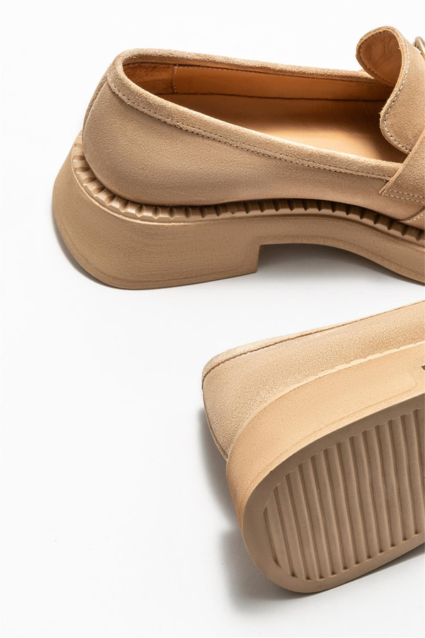 Naturel deri kadın loafer - Elle Shoes