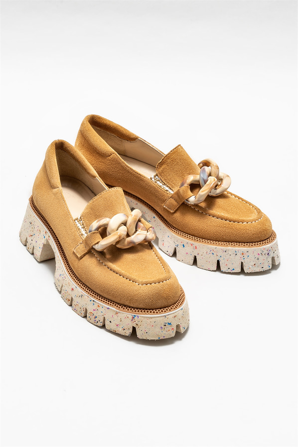 Naturel deri kadın loafer - Elle Shoes