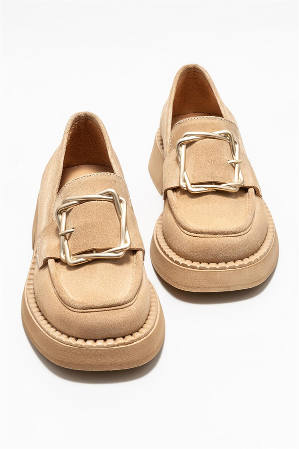 Naturel deri kadın loafer - Elle Shoes