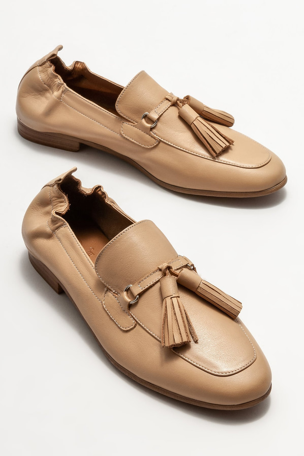 Naturel deri kadın loafer - Elle Shoes