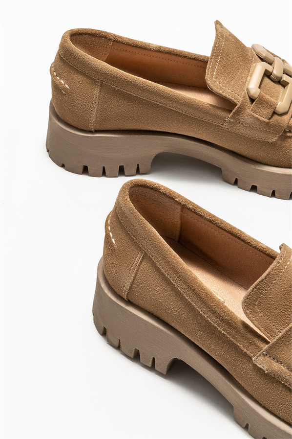 Naturel deri kadın loafer - Elle Shoes