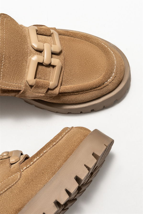 Naturel deri kadın loafer - Elle Shoes
