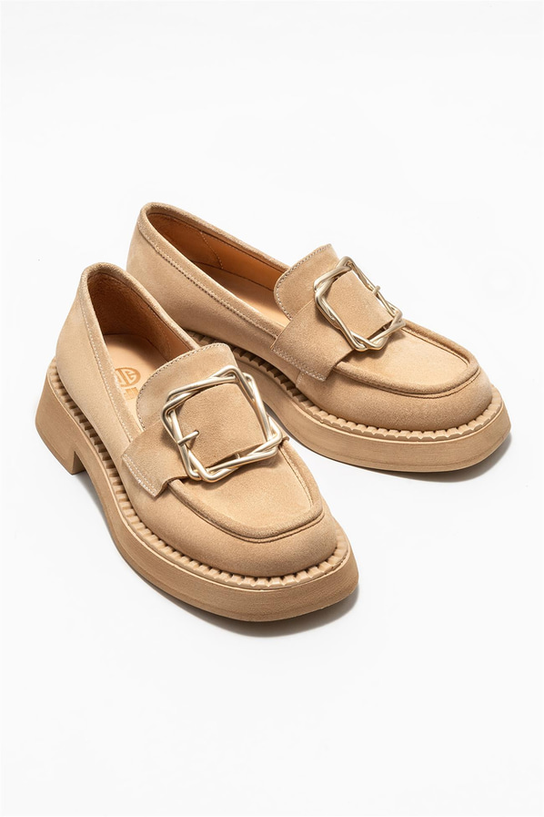 Naturel deri kadın loafer - Elle Shoes