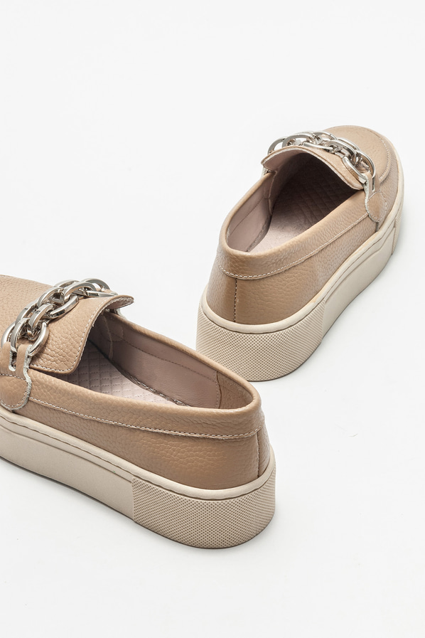 Naturel deri kadın loafer - Elle Shoes