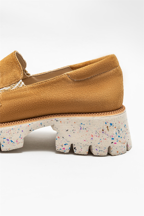 Naturel deri kadın loafer - Elle Shoes