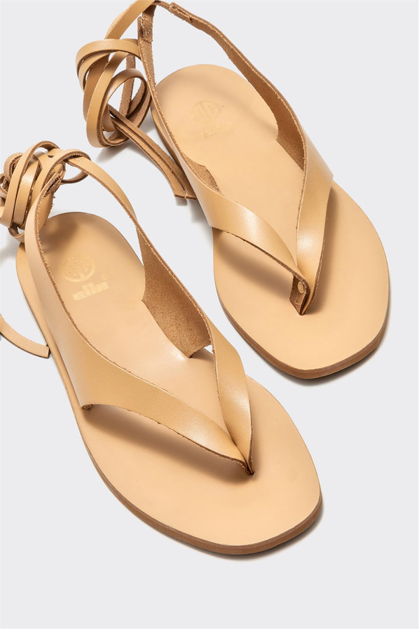Naturel deri kadın sandalet - Elle Shoes
