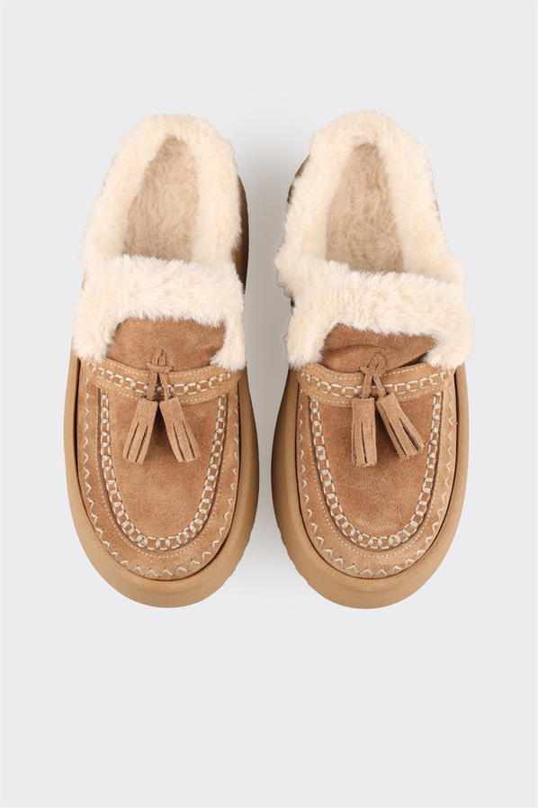 Naturel Deri Kadın Sabo