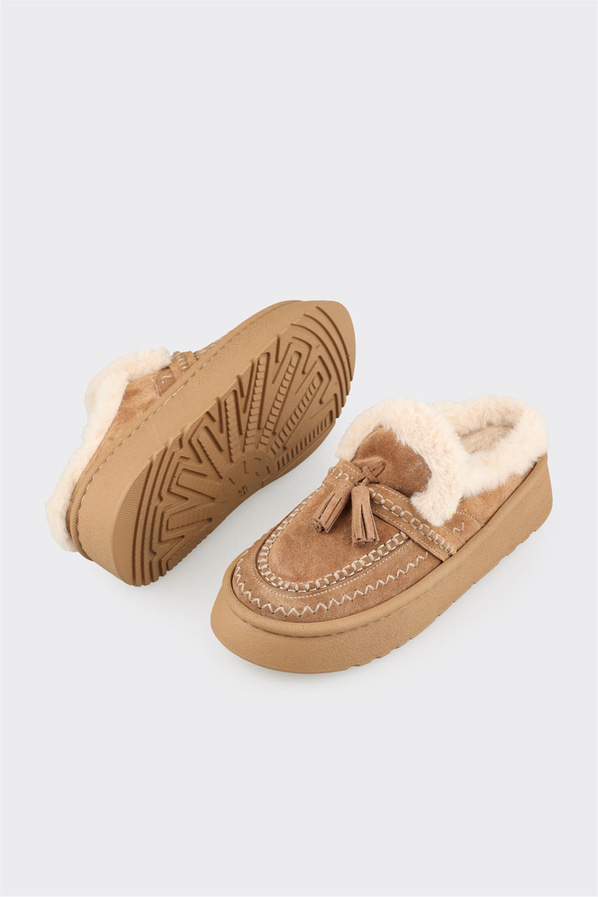 Naturel Deri Kadın Sabo