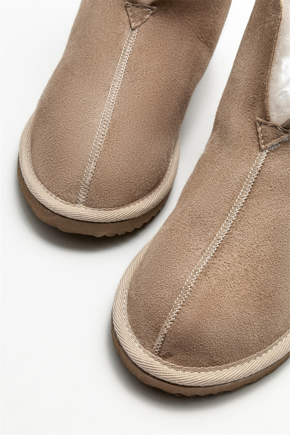 Naturel deri kadın slippers - Elle Shoes