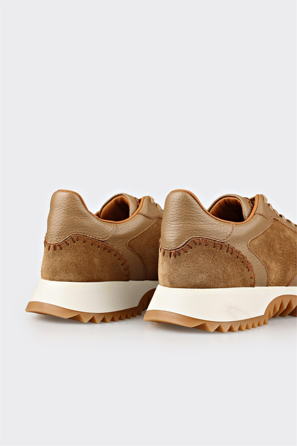 Naturel deri kadın sneaker, ofis stili için - Elle Shoes