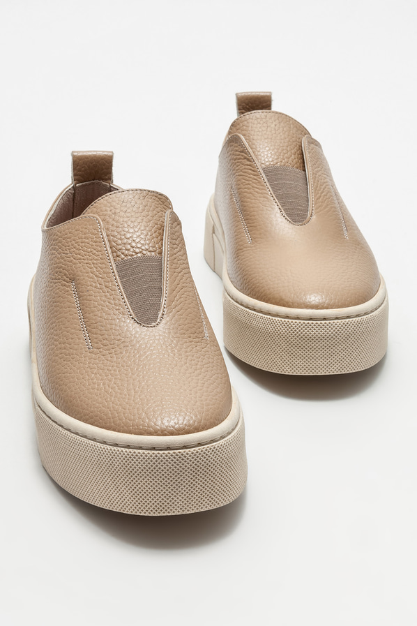 Naturel deri kadın düz ayakkabı - Elle Shoes