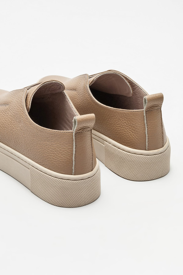 Naturel deri kadın düz ayakkabı - Elle Shoes