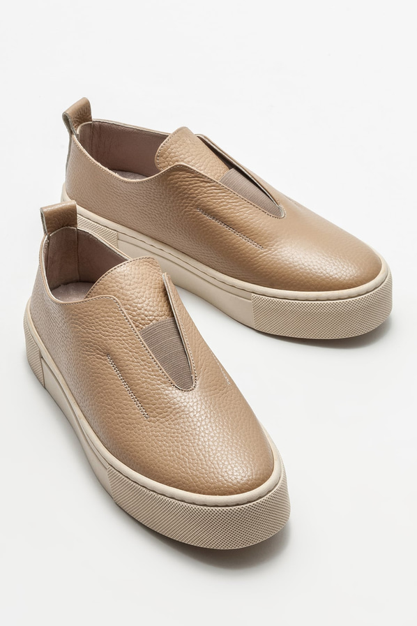 Naturel deri kadın düz ayakkabı - Elle Shoes
