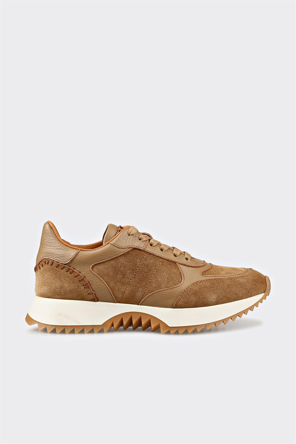 Naturel deri kadın sneaker, ofis stili için - Elle Shoes