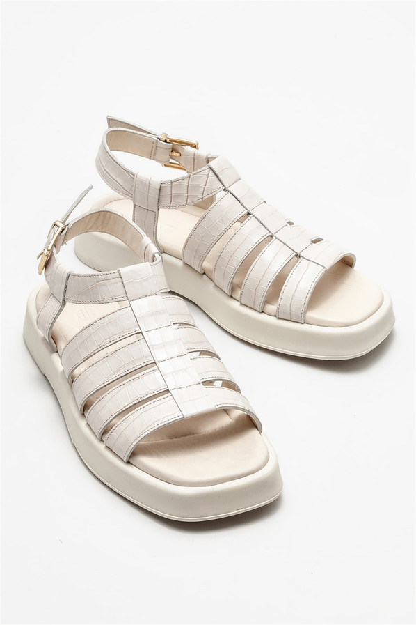 Naturel deri kadın sandalet - Elle Shoes