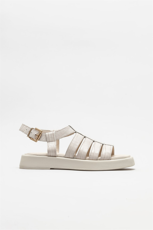 Naturel deri kadın sandalet - Elle Shoes