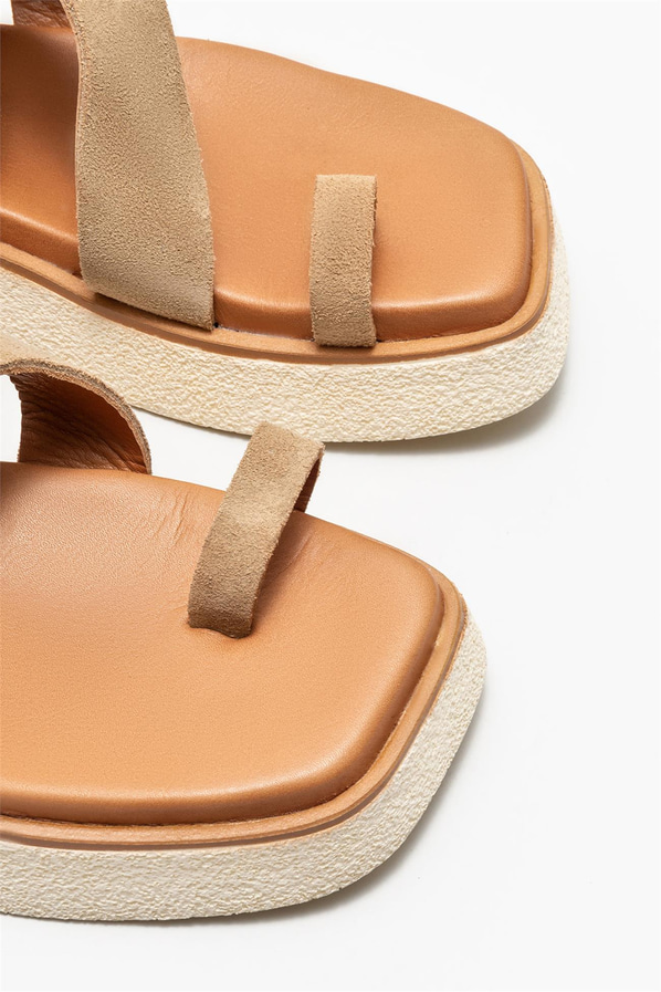 Naturel deri kadın sandalet - Elle Shoes