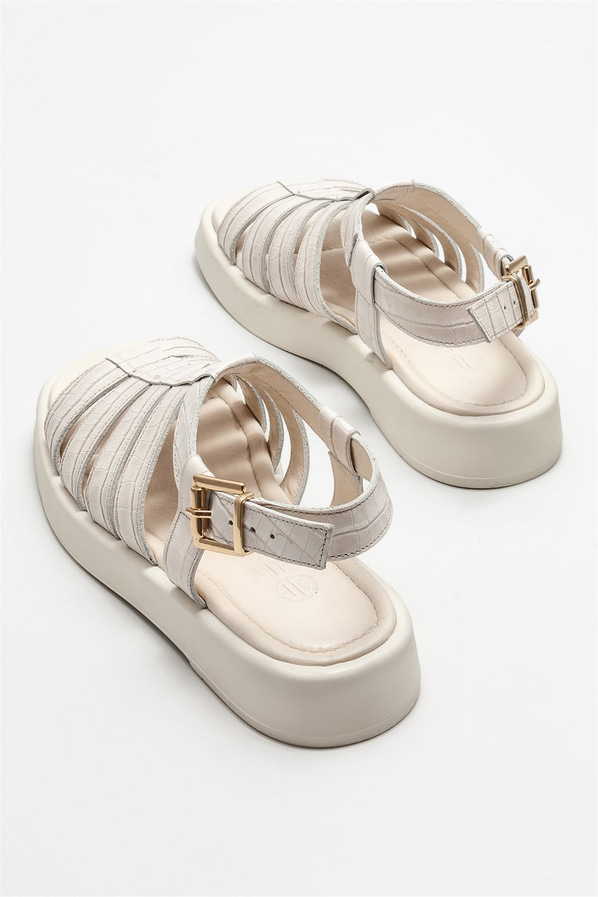 Naturel deri kadın sandalet - Elle Shoes