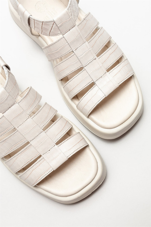 Naturel deri kadın sandalet - Elle Shoes