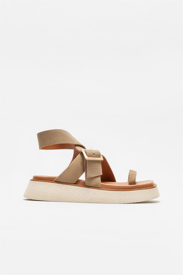 Naturel deri kadın sandalet - Elle Shoes