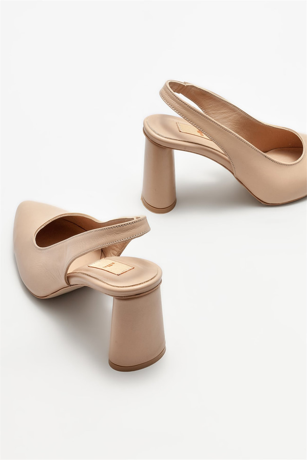 Naturel deri kadın stiletto - Elle Shoes
