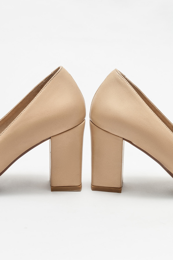 Naturel deri kadın stiletto - Elle Shoes