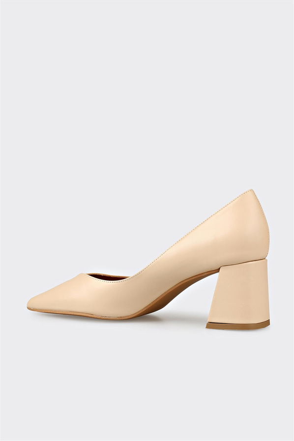Naturel deri kadın stiletto, ofis stili için - Elle Shoes