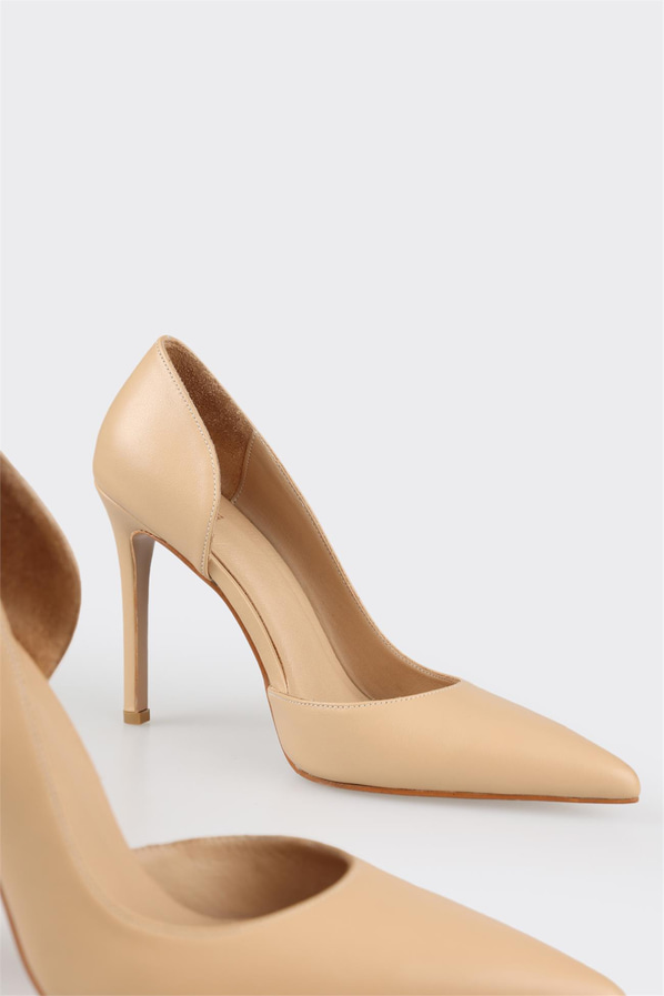 Naturel deri kadın stiletto - Elle Shoes
