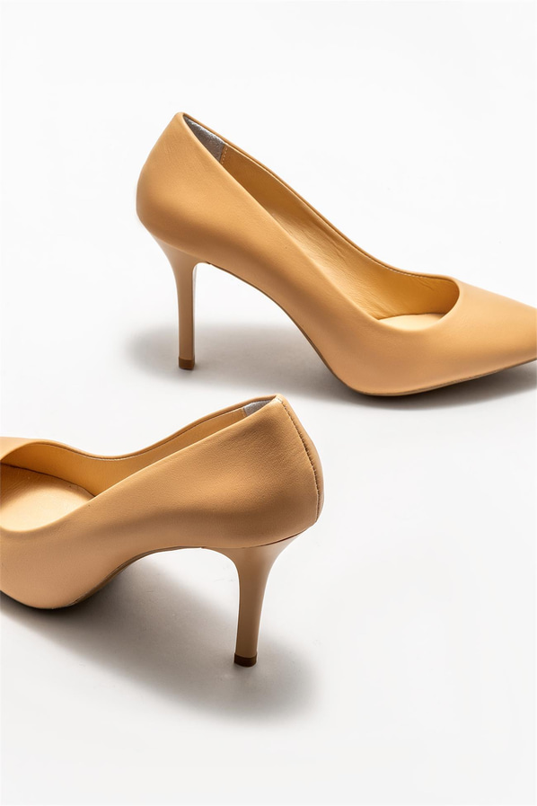 Naturel deri kadın stiletto - Elle Shoes