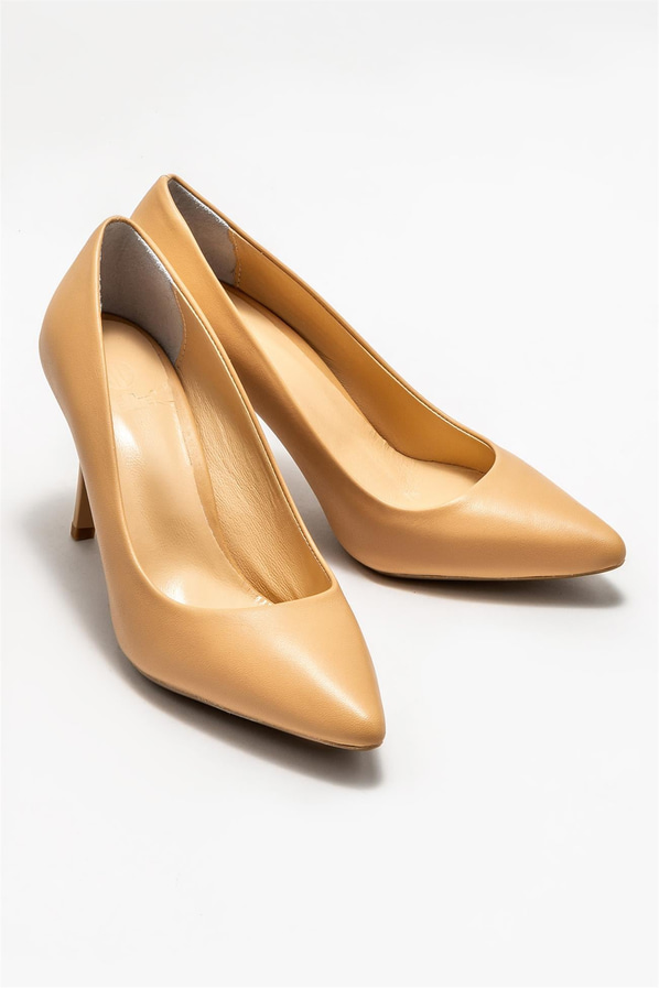 Naturel deri kadın stiletto - Elle Shoes