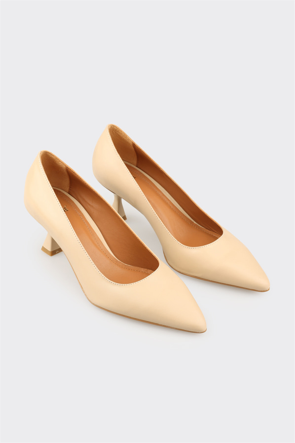 Naturel Deri Kadın Stiletto